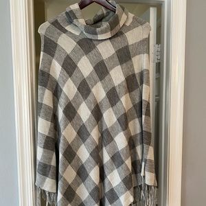 Grey and white poncho